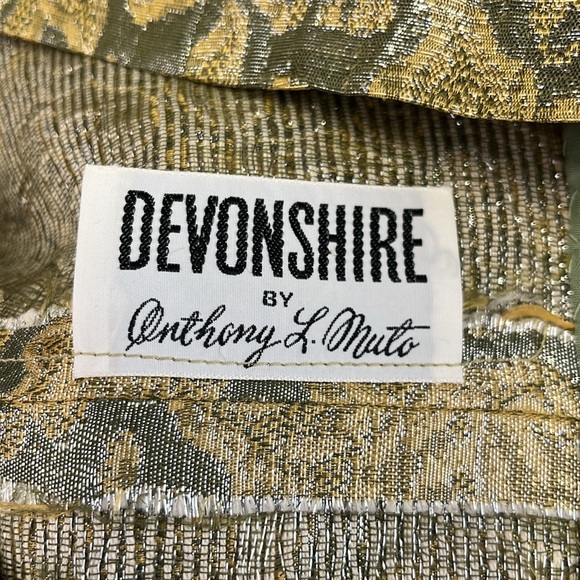 Vintage Devonshire ~ Metallic Gold Parsley Dress - Picture 5 of 5